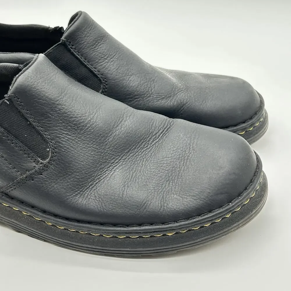 Dr. Martens Boyle Shoes Mens 11 Black Leather Slip On SoftWair Comfort Casual